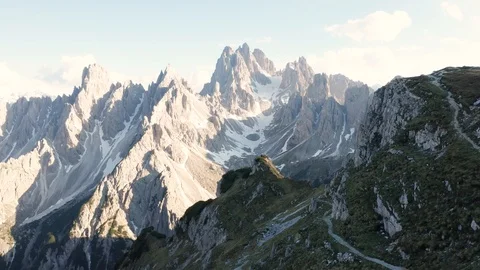 DJI Mavic 2 Drone footage of a mountain range in the Italian Alps Stock Footage