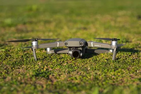 DJI Mavic 2 Pro drone on the grass. 26.12.2020, Lisbon, Portugal Stock Photos