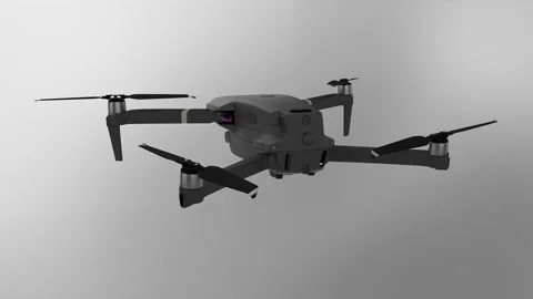 DJI Mavic 2 Pro spins around the camera Stock Footage 234514577