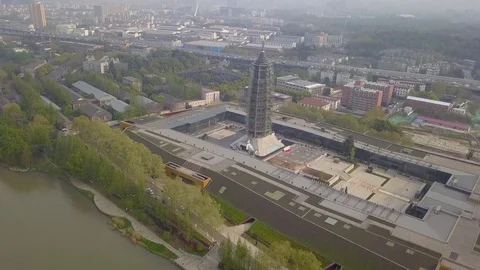 DJI MAVIC 4K Nanjing old gate Dr.Sun Yatsen's Mausoleum  Xuanwu Lake 20190406 Stock Footage 106037814