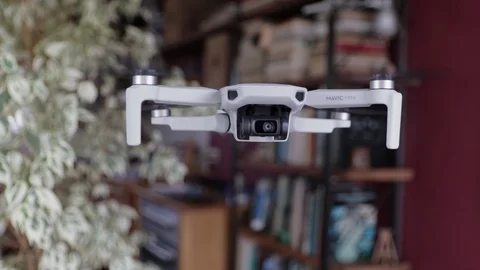 DJI mavic mini flying inside a house. Gimbal stability test with motion. Stock Footage 123226417