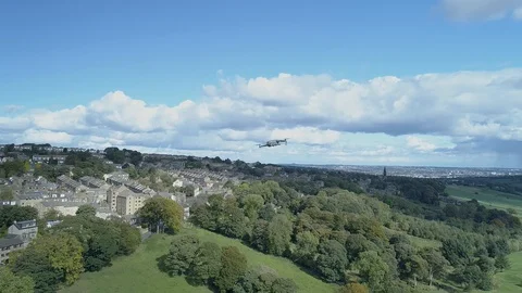 DJI Mavic pro 2 drone descending over viaduct Stock Footage 103683724