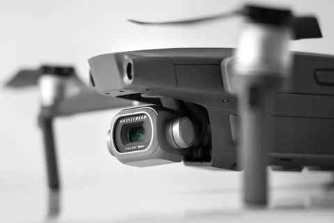 DJI MAVIC PRO 2 drone isolated on gray background, 23.01.2021, Lisbon, Portugal Stock Photos