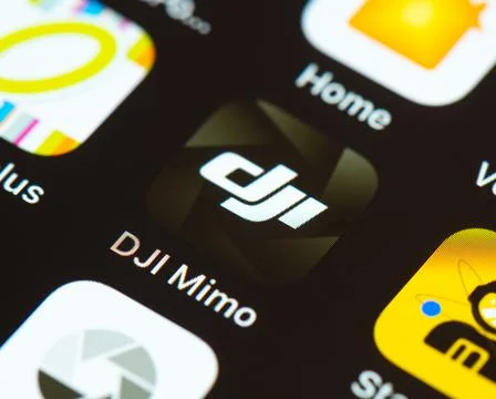 DJI Mimo app icon on Apple iPhone screen Stock Photos