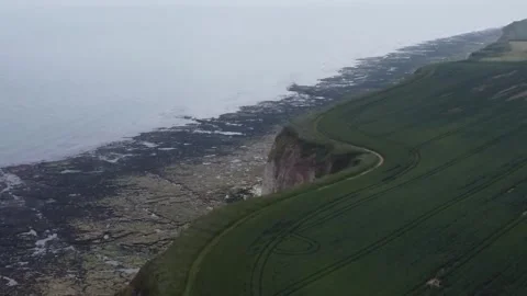 DJI Mini 2 Ariel Drone 4K footage over Flamborough Head, North Yorkshire Stock Footage 284331526