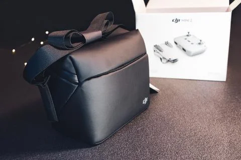 Dji Mini 2 drone Bundle Fly More Combo black bag Stock Photos