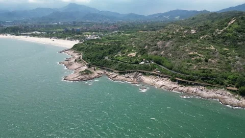 DJI Mini 3 4K Guangdong Huizhou road around the sea 20220625 5 Stock Footage 198638142