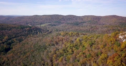 DJI Ozark Mountains Fall color Stock Footage 142910062