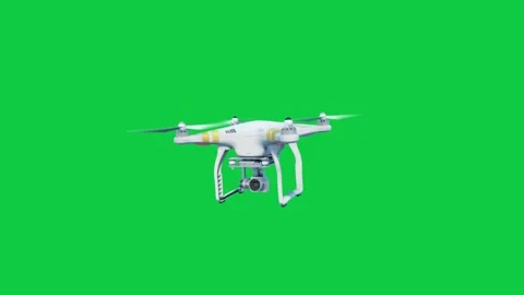 DJI Phantom quadcopter drone front side view on green screen Stock Footage 141756917
