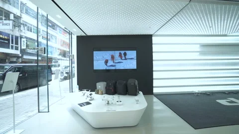 : DJI Quadcopter Drone store in HK. Showcases with unmanned aerial vehicles Video stock 95563777
