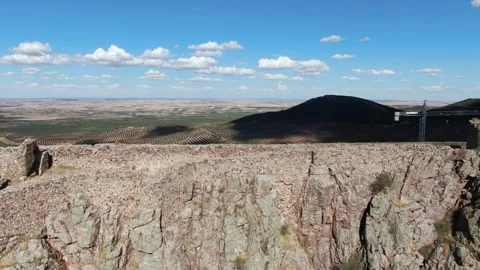 DJI side flight in the castle of peña negra Stock-Footage 248693225