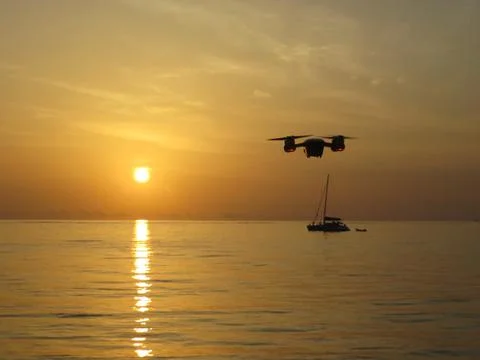 DJI spark in sunset Stock Photos