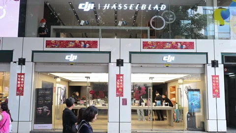 DJI Store Drone Technology Retail Brand Hasselblad Camera Business Electronics Stock Footage 333955766