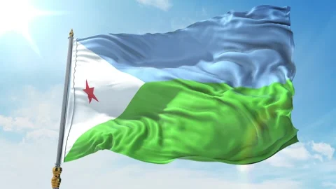 Djibouti Flag 4K Stock Footage 343464318