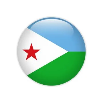 Djibouti flag on button Stock Illustration