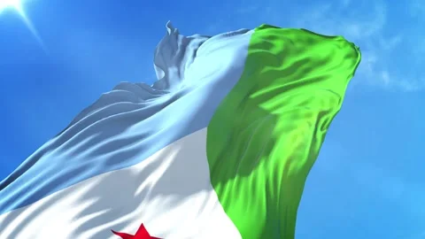 Djibouti Flag Low Angle View Stock Footage 295689348