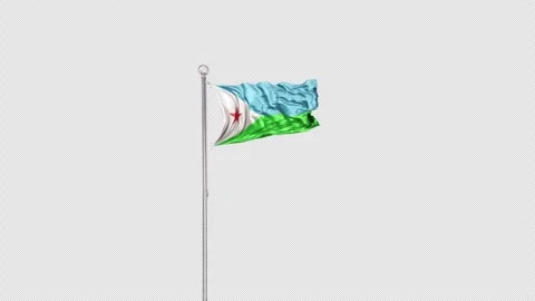 Djibouti   Flag Pole  Animation Include Alpha 3D Rendering 스톡 동영상 283108940