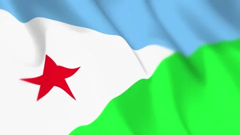 Djibouti Flag Seamless Loop 4k 60fps on Sky Background Stock Footage 340347943