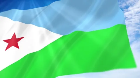 Djibouti Flag Seamless Loop 4k 60fps on Sky Background Stock Footage 341672580