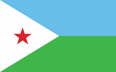 Djibouti flag vector graphic. Rectangle Djiboutian flag illustration. Djibout Illustrazione stock