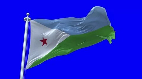 Djibouti Flag Waving in Loopable and Textured green screen background Stock Footage 296876605