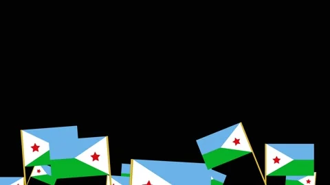 Djibouti flags Stock Footage 195014067