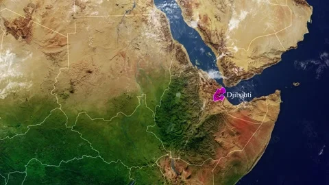 DJIBOUTI Map With Borders Stock Footage 318677884