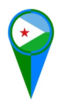 Djibouti Map Pointer Location Flag 스톡 일러스트