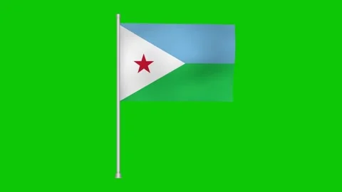 A djiboutian flag waving gently against a bright green screen background Stock Footage 317543166
