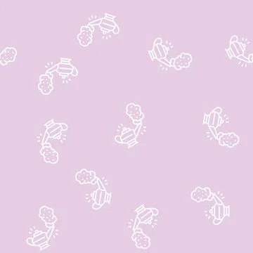 Djinn lamp line seamless pattern Stock Illustration