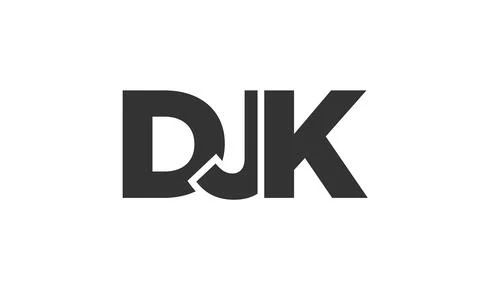DJK logo design template with strong and modern bold text. Initial based ve.. 스톡 일러스트