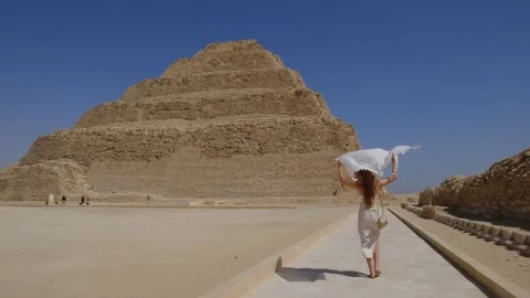 Djoser pyramid also called as Step Pyramid. Archaeological remain. Stock Footage 241939632