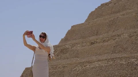 Djoser pyramid also called as Step Pyramid. Archaeological remain. Stock Footage 242608853