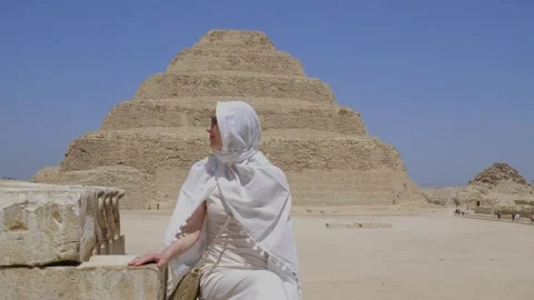 Djoser pyramid also called as Step Pyramid. Archaeological remain. Video stock 243197173