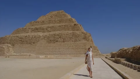 Djoser pyramid also called as Step Pyramid. Archaeological remain. Stock Footage 243677846