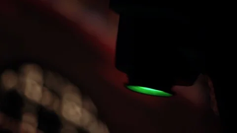 DJ's colorful party strobe light close up Stock Footage 104665318