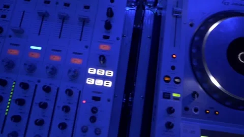 DJs Controllers In The Blue Light Stock Footage 141414423