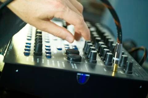 DJ`s hand in action 写真素材