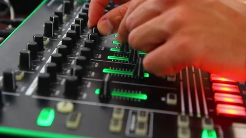 DJ's hand playing the remote control close-up Stock Footage 241585698