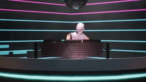 Djs Man Robot Pushing Knobs and dancing In A Night Club At A Party 06 스톡 동영상 167762849