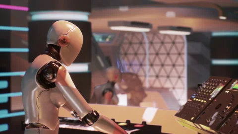 Djs Man Robot Pushing Knobs and dancing In A Night Club At A Party 08 스톡 동영상 167763841