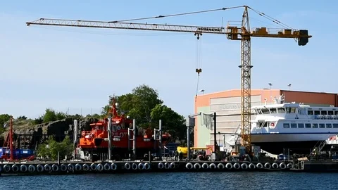 Djupvik shipyard crane Stock Footage 90988312