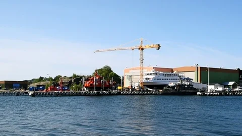 Djupvik shipyard Stock Footage 90988301