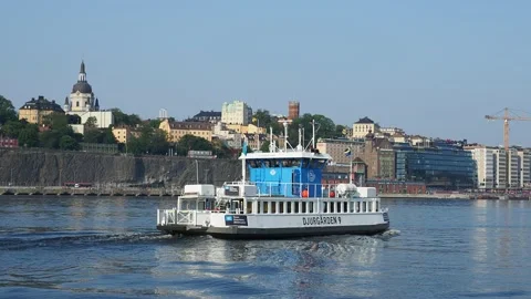 Djurgarden City Ferry with Sodermalm in the background, Stockholm, Sweden Stock Footage 170651450