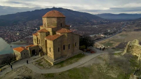 Djvari Monastery overlooking the confluence of the Aragvi and Mtkvari rivers. Stock Footage 271201458
