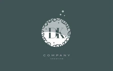 Dk d k  monogram floral green alphabet company letter logo Stock Illustration