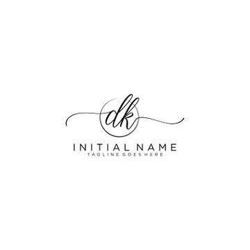DK Initial handwriting logo with circle template vector Stock Illustration