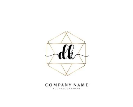 DK Initial handwriting logo geometric template vector Ilustração Stock