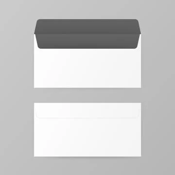 DL Envelopes mockup front and back view. Vector illustration. Ilustração Stock