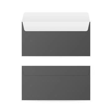 DL Envelopes mockup front and back view. Vector illustration. Ilustração Stock